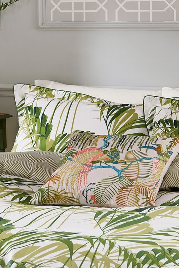 Sanderson Green Multicoloured Cotton Embroidered Palm House Cushion
