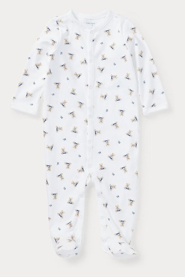 Pijama tipo pelele de bebé con oso blanco de Polo Ralph Lauren