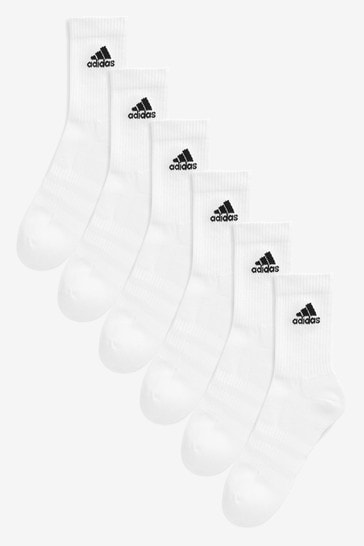 adidas Adult White Crew Socks Six Pack