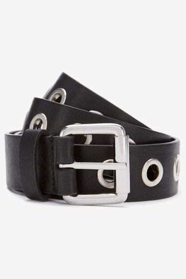 Leather belt with eyelets Clearance