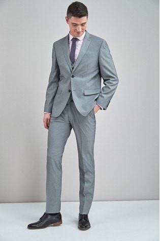 Light Grey Regular Fit Stretch Tonic Suit: Jacket
