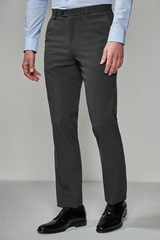Charcoal Grey Regular Fit Stretch Tonic Suit: Trousers