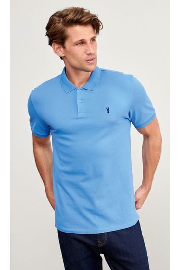 Blue Cornflower Slim Fit Pique Polo Shirt