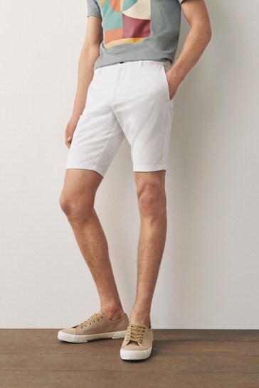 Mens white slim outlet fit chino shorts