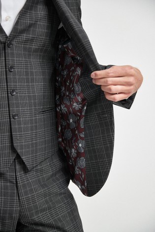 Buy Charcoal Grey Slim Fit Check Suit Jacket From Next Turkey