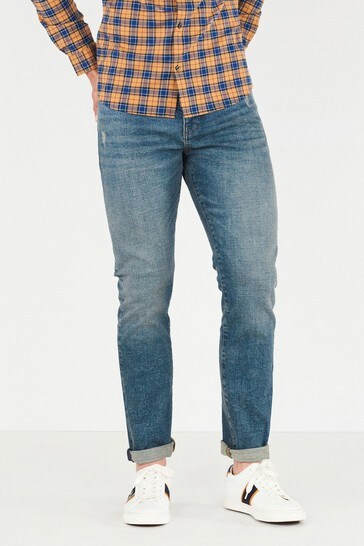Vintage Blue Slim Fit Belted Jeans