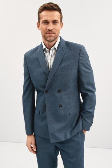 Blue check cheap double breasted suit