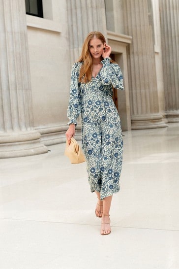 Volume Sleeve Midi Dress