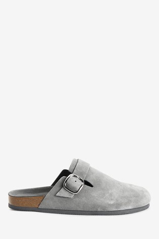 Grey Suede Forever Comfort® Closed Toe Footbed Mules