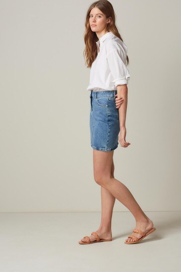 Buy Mid Blue Denim Mini Skirt from Next 