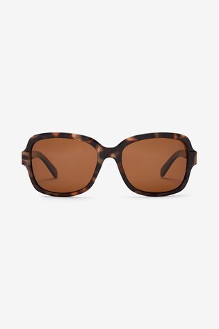 Tortoiseshell Brown Small Square Polarised Sunglasses