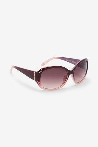 Pink Ombre Cut-Out Detail Square Sunglasses