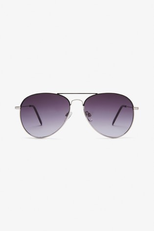 Silver Tone Aviator Sunglasses