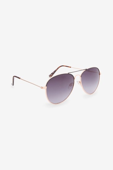 Rose Gold Tone Aviator Sunglasses