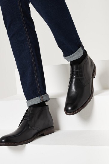 black leather chukka boots