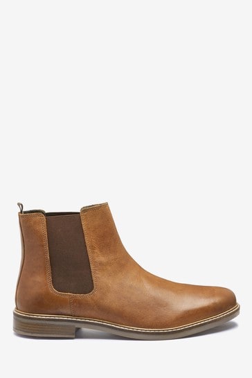 Tan Leather Next Waxy Finish Chelsea Boots