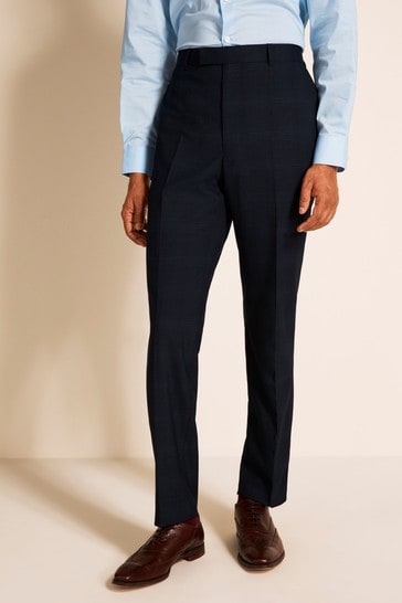 French Connection Slim Fit Navy Check Trousers