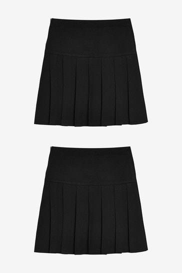 Black Longer Length 2 Pack Pleat Skirts (3-16yrs)