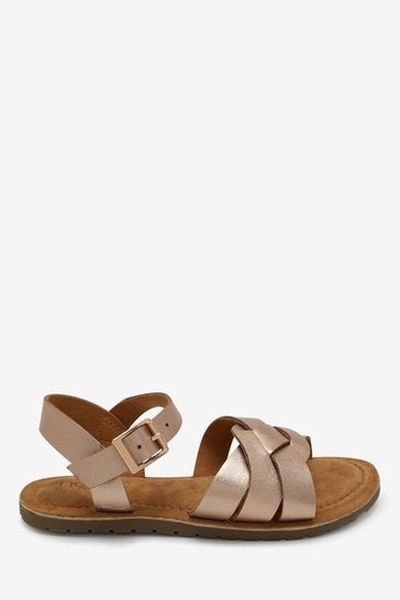 Rose Gold Standard Fit (F) Premium Woven Leather Sandals