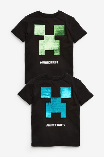 Black Minecraft Flippy Sequin License T-Shirt (3-16yrs)