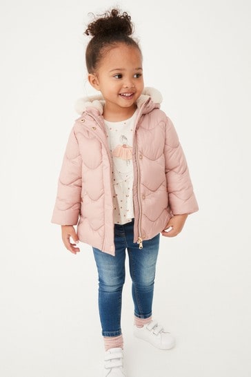 Buy Pink Shower Resistant Padded Jacket
