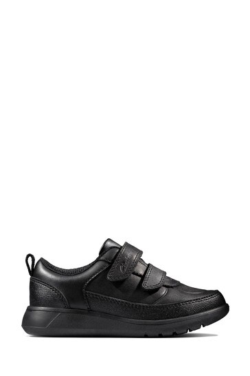 Clarks Black Leather Scape Flare Toddlers Shoes