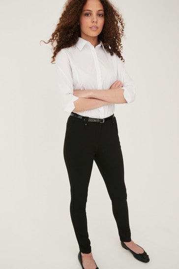 Girls Black Adjustable Waist Straight Leg School Trousers | New Look