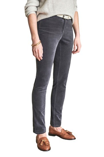 Pure Collection Pewter Washed Velvet Crop Jeans