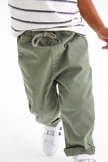 Khaki Green Loose Fit Pull-On Chino Trousers (3mths-7yrs)