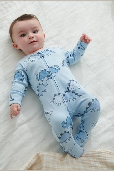 Blue Dinosaur 2 Pack Baby Sleepsuits (0mths-3yrs)