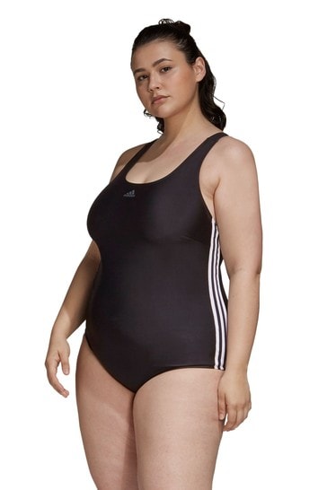 adidas Black Curve 3-Stripes Fit Swimsuit