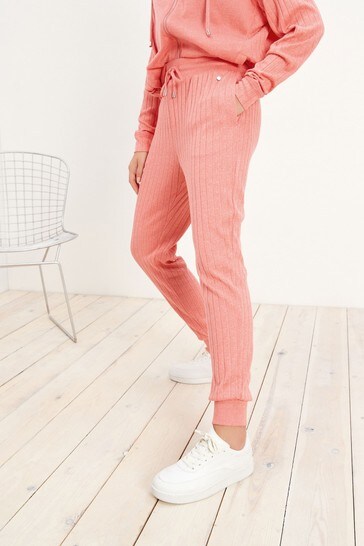 Coral Pink Supersoft Rib Joggers