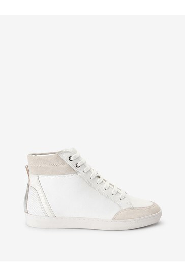 white high top leather trainers