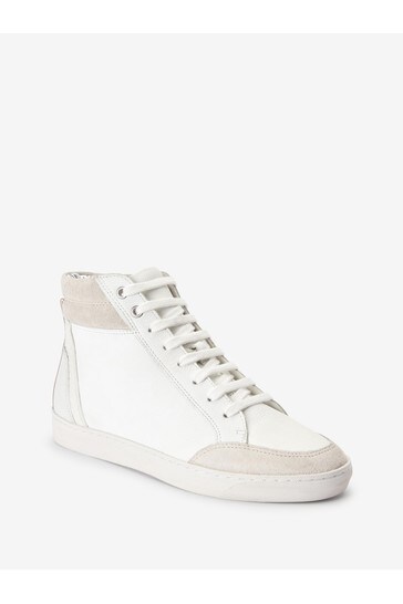 white high top leather trainers