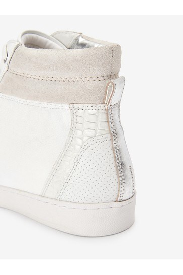 white high top leather trainers