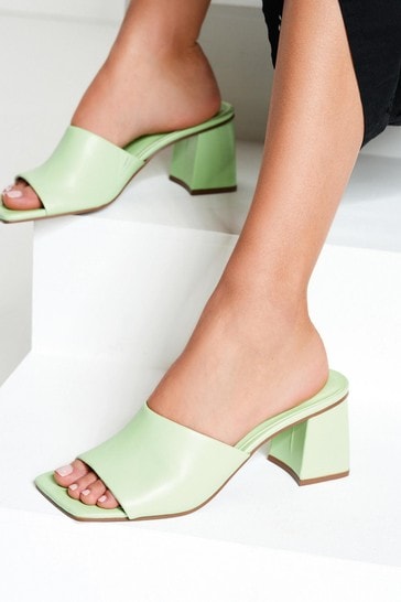 Green Regular/Wide Fit Forever Comfort® Block Heel Mule Sandals