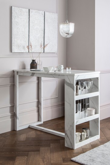 Marble Storage Bar Table From The, Pub Table With Shelves