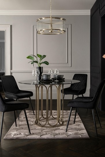 Gold Arch 4 Seater Round Dining Table, Luxury Round Dining Table And Chairs Uk