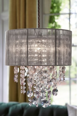 Grey Palazzo Easy Fit Pendant Lamp, Grey Chandelier Light Shade