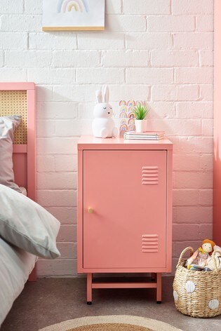 Pink Metal Locker Bedside Table