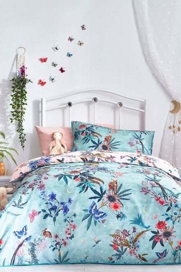 Teal 100 Cotton Enchanted Forest, Teal Bedding King Size Next