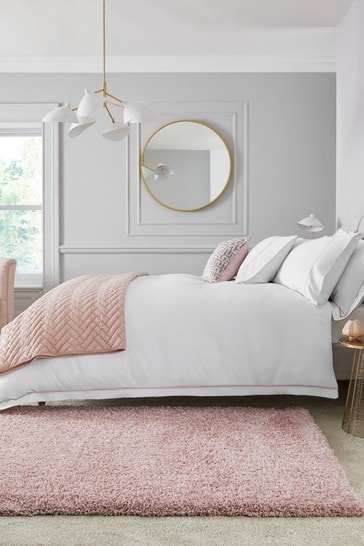 White/Pink Collection Luxe 600 Thread Count 100% Cotton Sateen Duvet Cover And Pillowcase Set