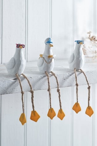 White Set of 3 Seagull Decorations