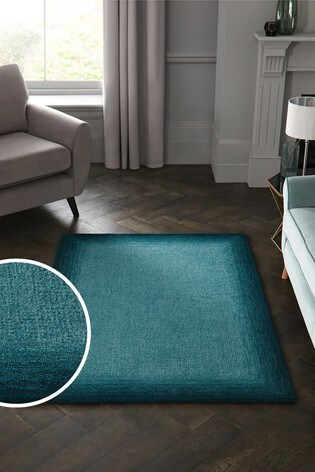 Teal Blue Blenda Wool Rug From The, Teal Rug Grey Sofa Designs