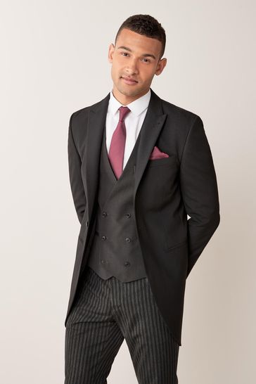 Black Slim Fit Morning Suit: Jacket
