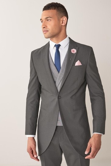 Charcoal Grey Slim Fit Morning Suit: Jacket