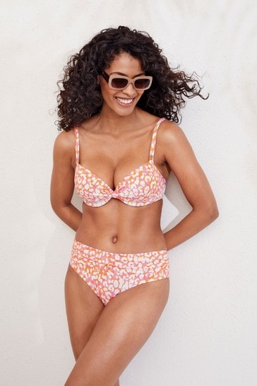 Peach Pink Padded Underwired Top Shape and Tummy Control Bikini Top