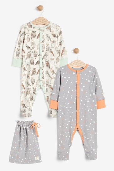 FatFace Baby Crew Unisex Printed Sleepsuits 2 Pack
