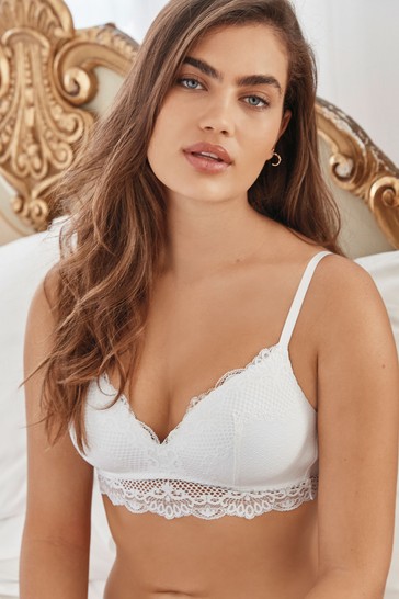 Buy White Pad Non Wire Lace Bra from Next Luxembourg