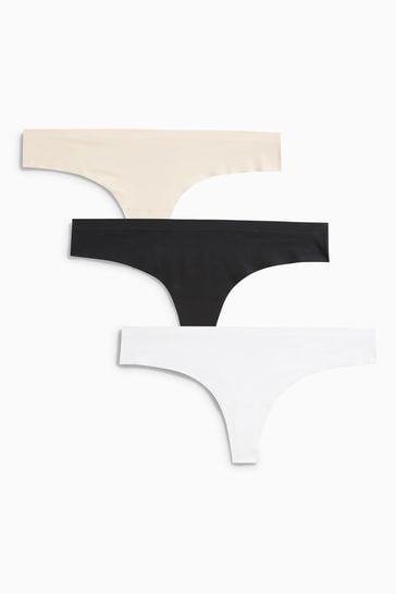 Black/White/Nude Thong No VPL Knickers 3 Pack